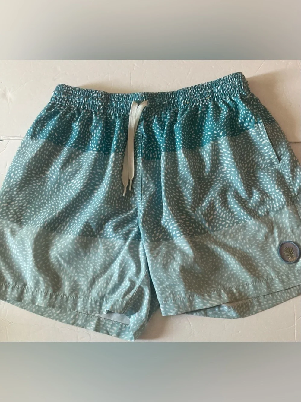 Chubbies SZ L turquoise Dot-Striped Swim Trunks